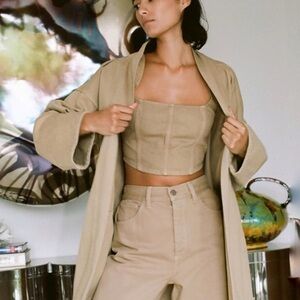 NEW nwt Mara Hoffman Cropped Corset Top Beige size 10 Large Made in USA